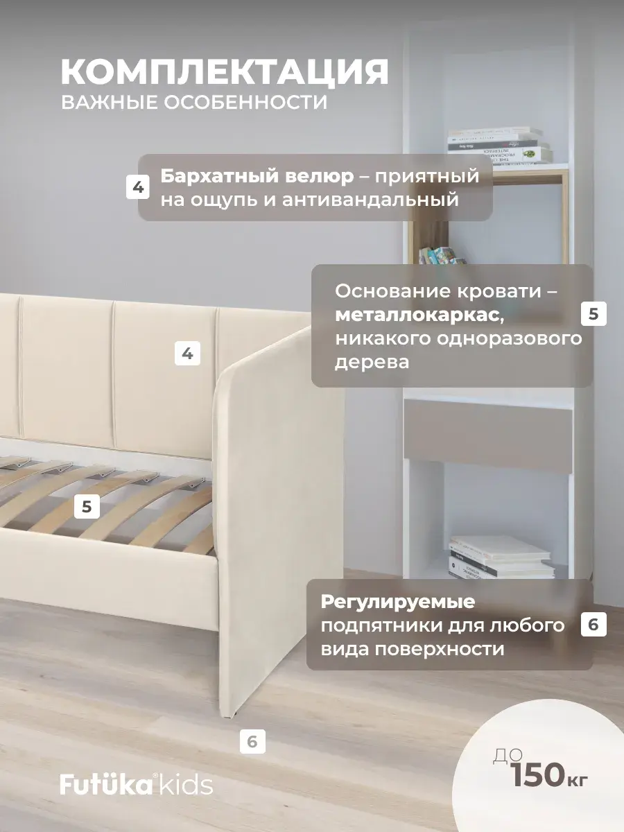 Диван - кровать 200х90 см Стич ткань Микровелюр фото 3